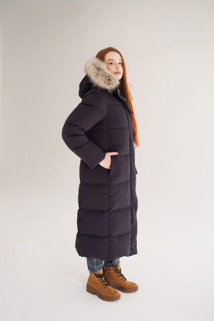 Пальто пуховое Рукка SkyStretch Goose (Женский; 46; Темно-Синий без*Меха)